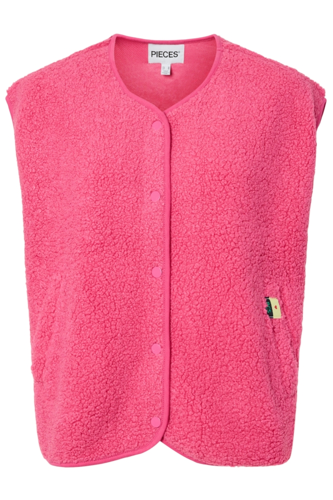 PCKATTY TEDDY VEST BC 17162344 Shocking Pink